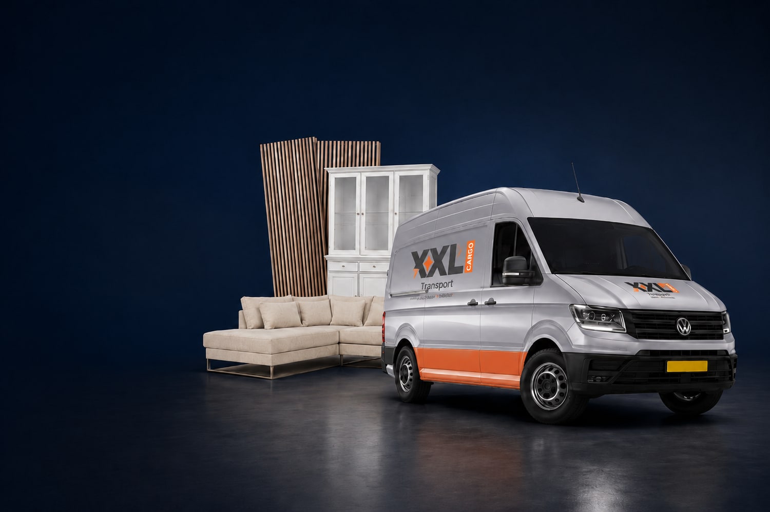 XXL Cargo Transport bestelwagen met grote goederen – bezorging door de Benelux