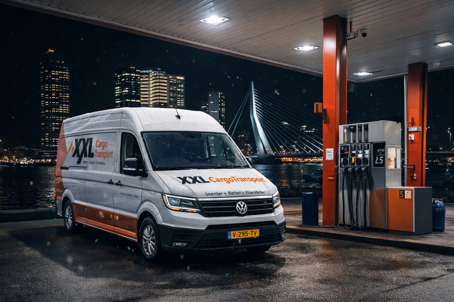 XXL Cargo bestelwagen 's nachts bij Rotterdam